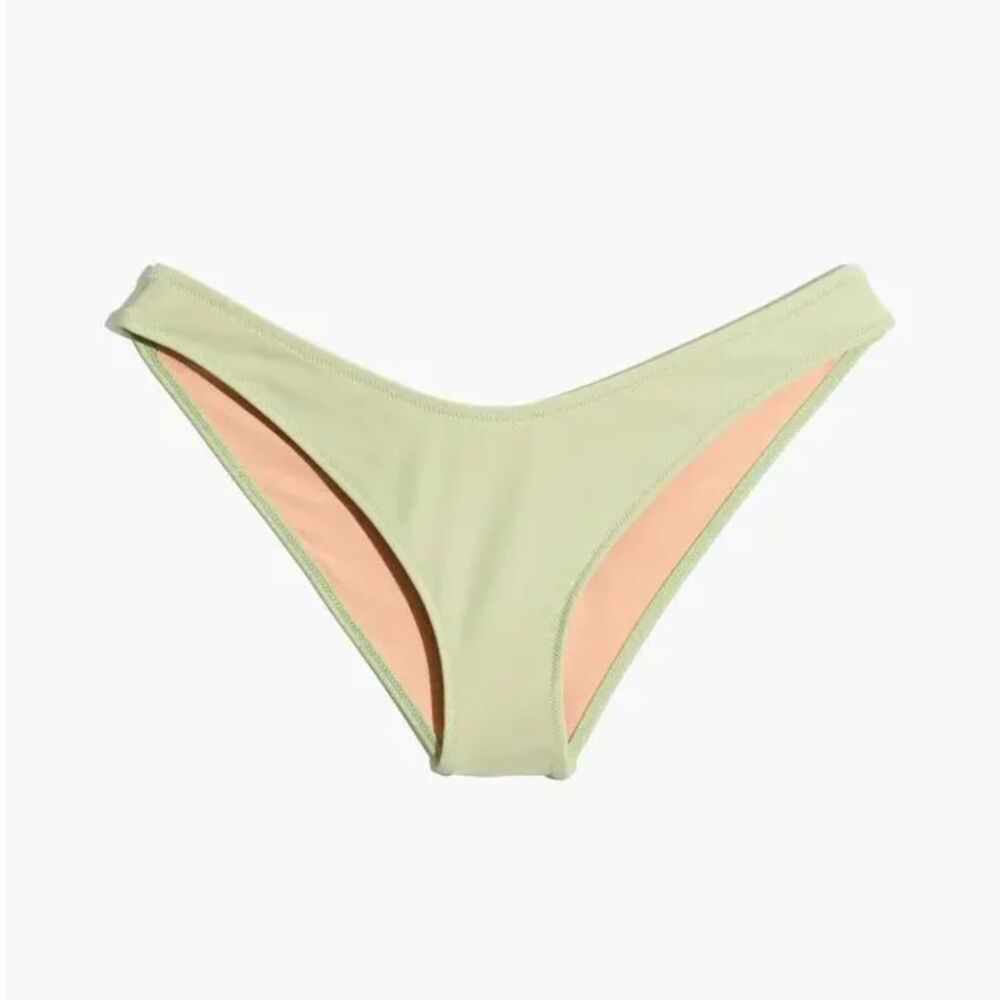 Madewell Second Wave Bikini Bottom Womens L in Sunfaded Mint Curved-Waist Cheeky